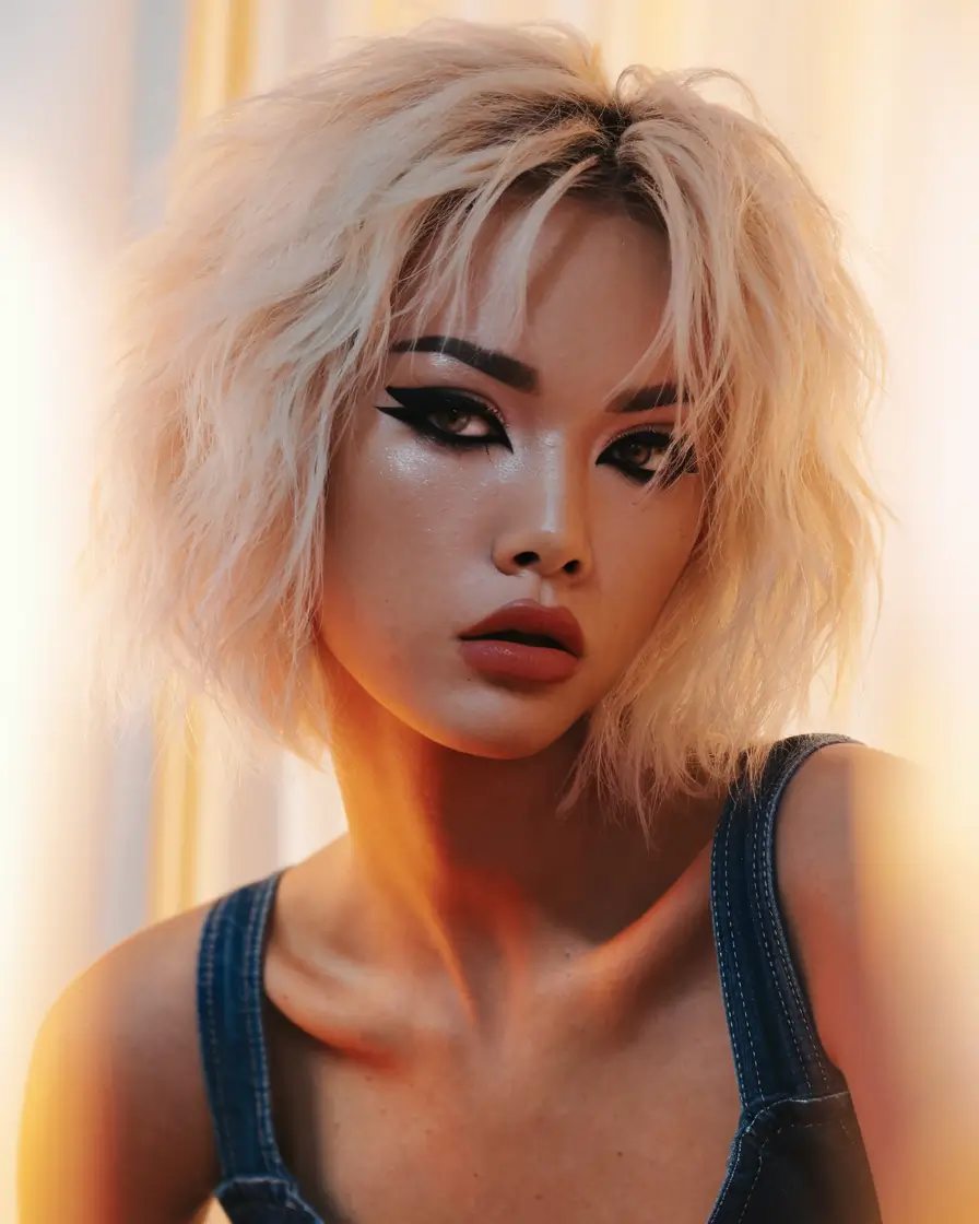shaggy haircuts short Fluffy Blonde Bob with Rebel Roots