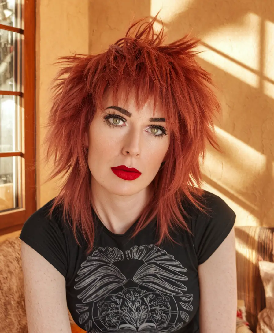 shaggy haircuts with bangs Spiked Red Riot with Soft Ends