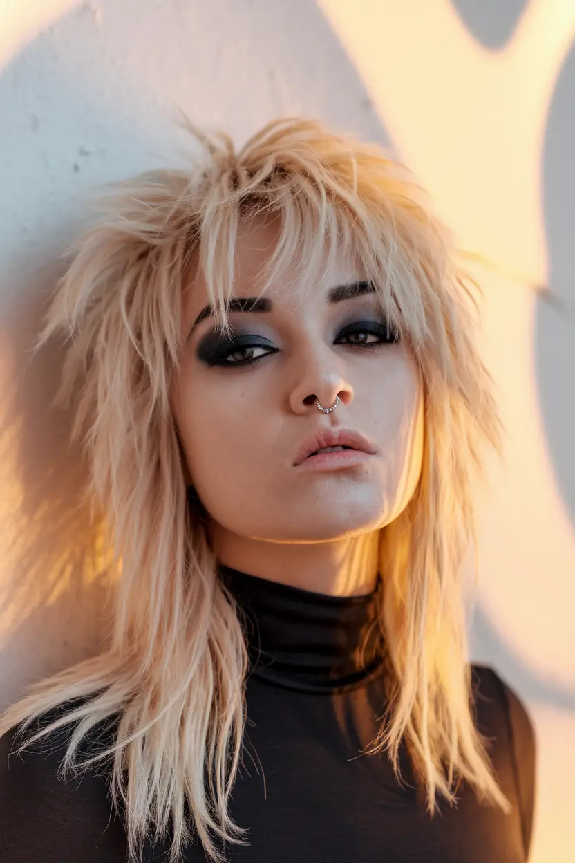 shaggy haircuts short Super Blonde Punk Layers With Smokey Texture