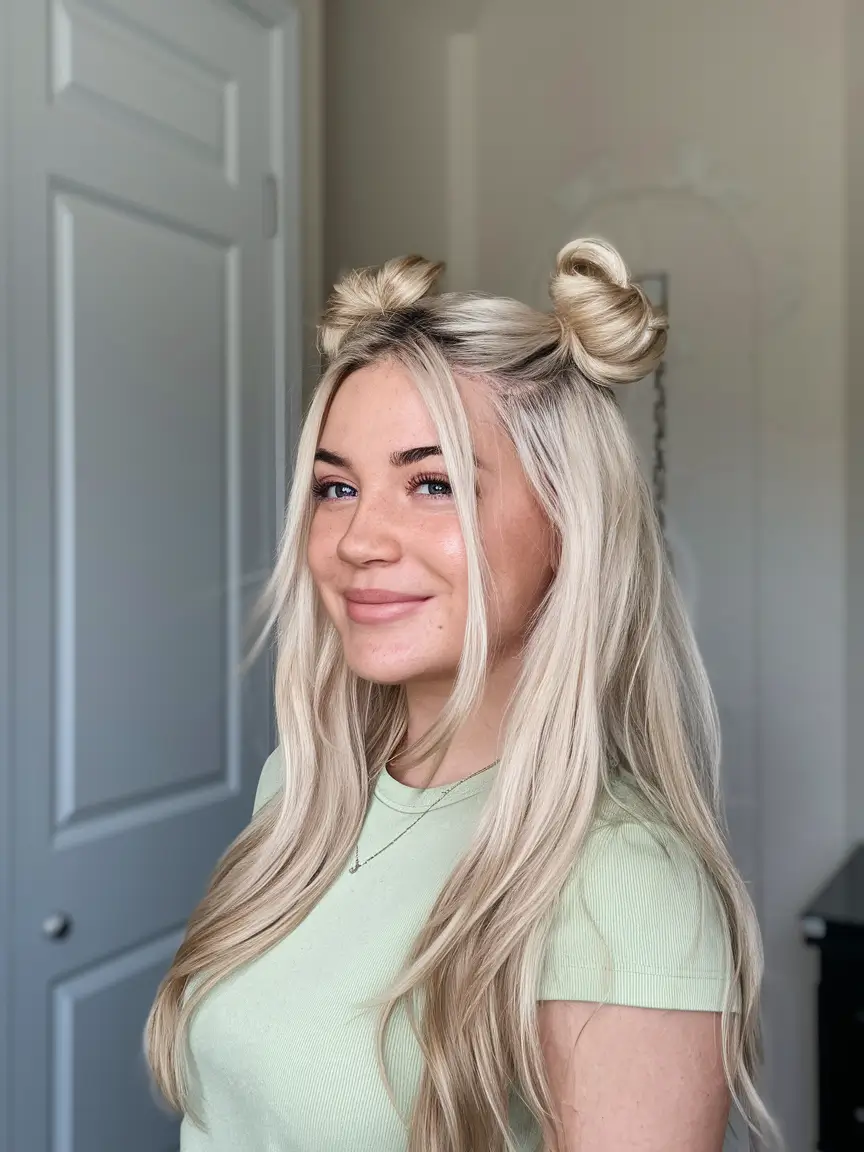 Short & Chic: Summer Hairstyles - Space Buns with Long Waves
