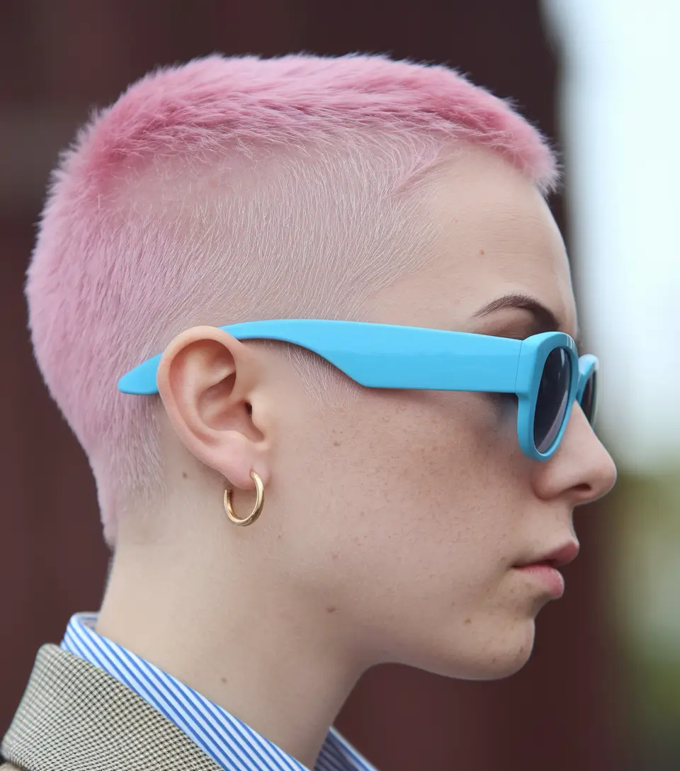 Short Summer Haircut 2025: Chic Styles - Buzzcut in Rose Quartz