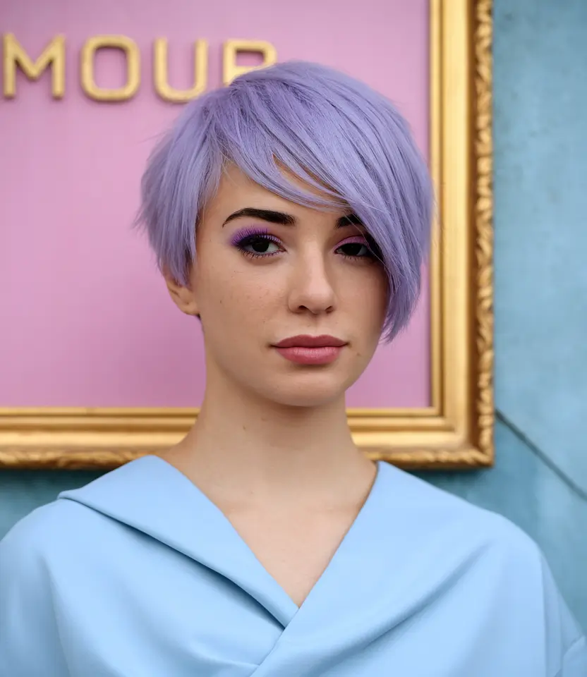 Short Summer Haircut 2025: Chic Styles - Lavender Sweep Pixie with Side Drama