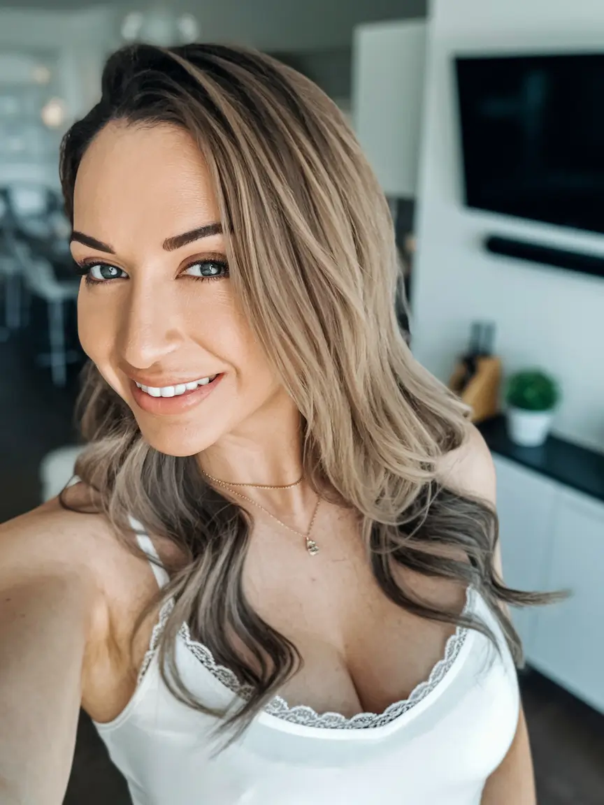 summer highlights for light brown hair+Ash Beige Tousled Waves
