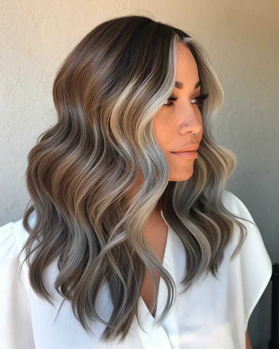 summer highlights for brunettes+Smoky Ash and Soft Blonde Blend