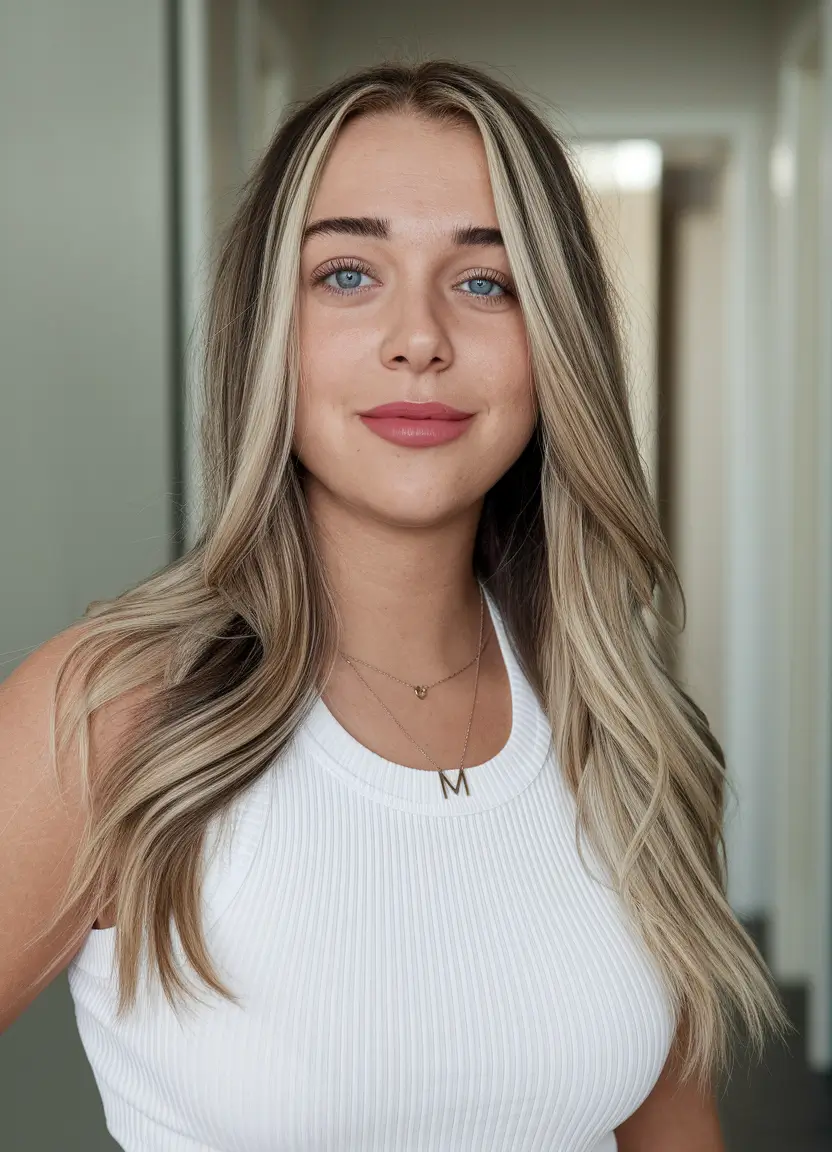 summer highlights for light brown hair+Soft Blonde Money Piece