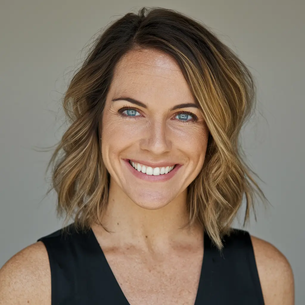 mid length haircuts side part Beachy Side-Parted Lob with Natural Texture