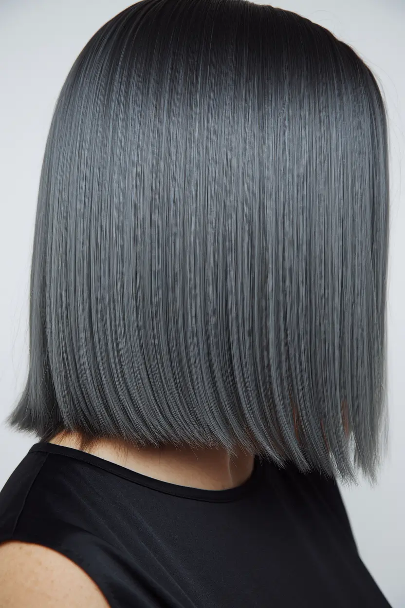 mid length haircuts straight Steel Blue Blunt Bob for the Brave