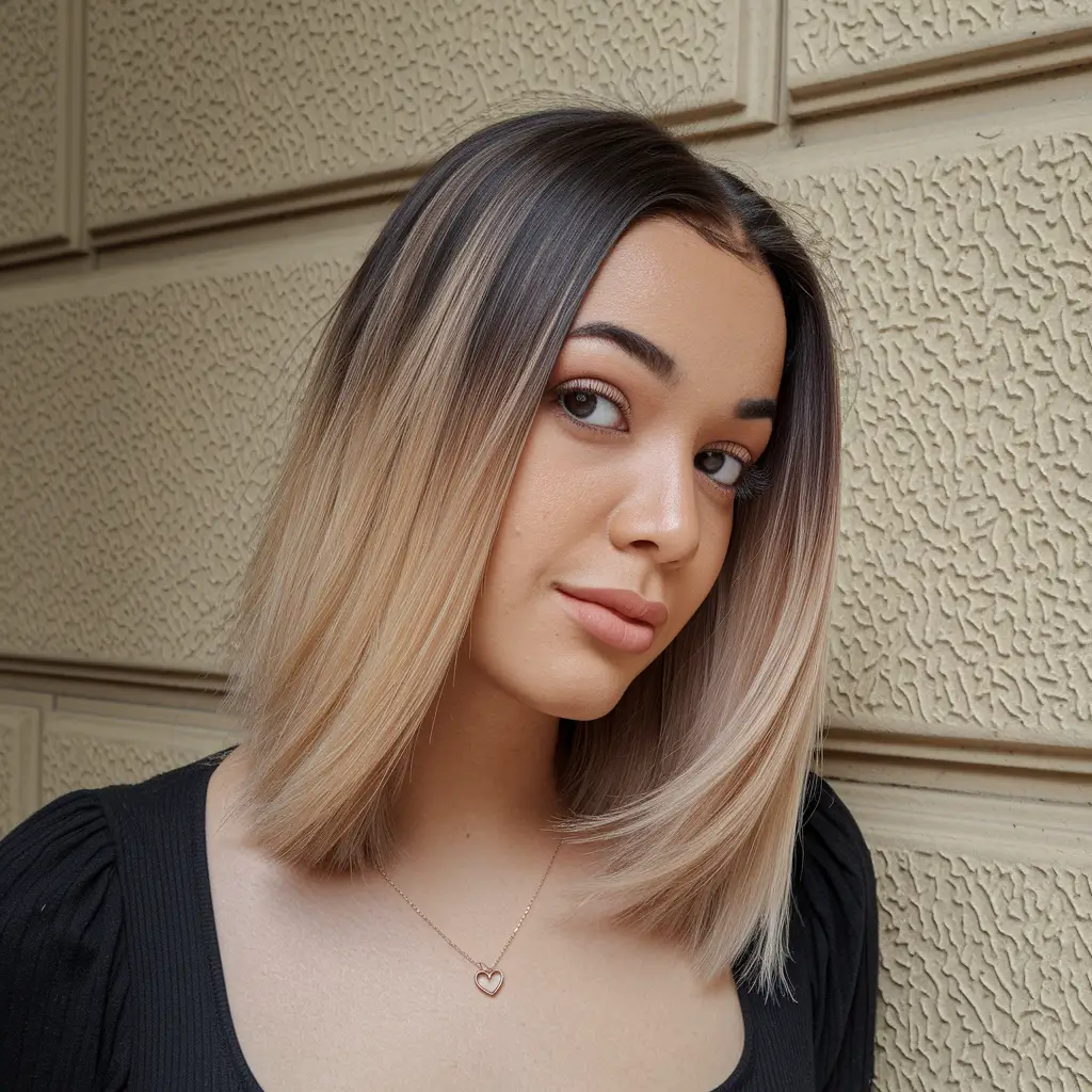 mid length summer haircuts Glossy Ash Blonde with a Defined Shape