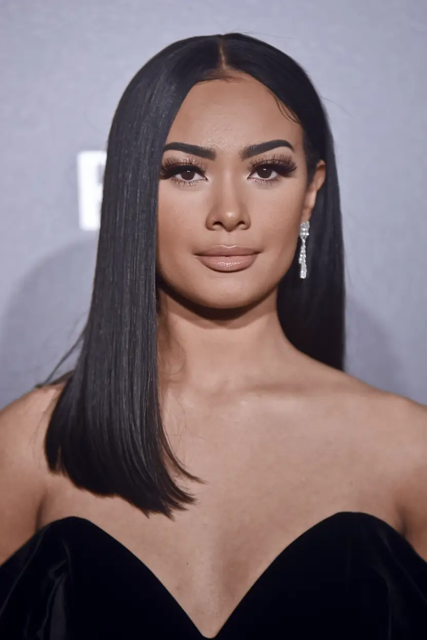 mid length haircuts for women Sharp Side-Swept Sleekness for Impact
