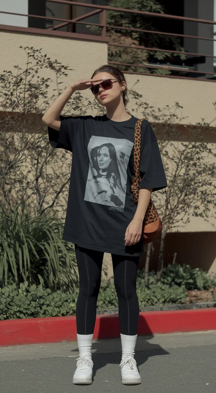 Summer Outfits With Leggings and Joggers Oversized Street Style With Graphic Cool