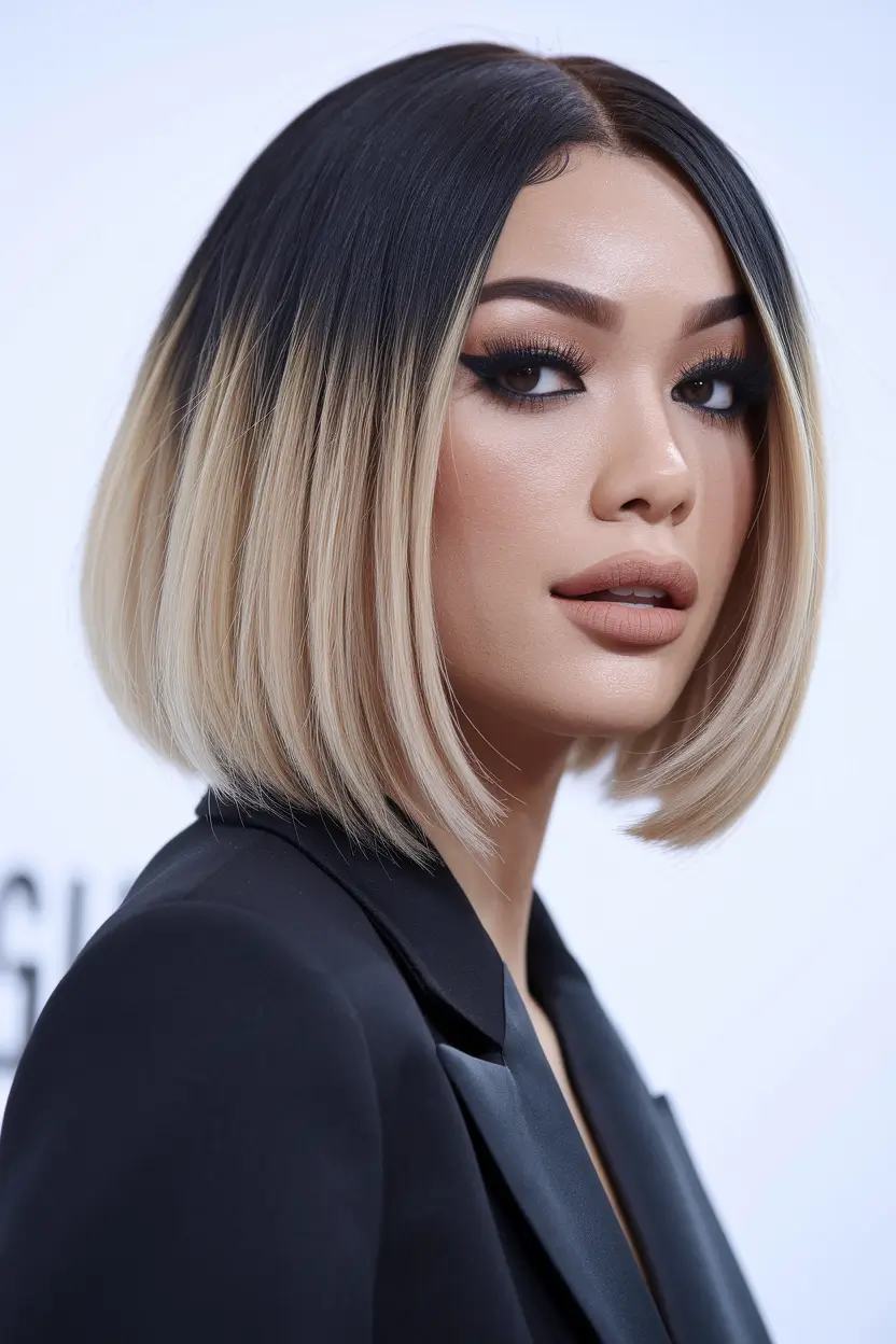 Summer Easy Hairstyle for Work: Sleek Ombre Bob