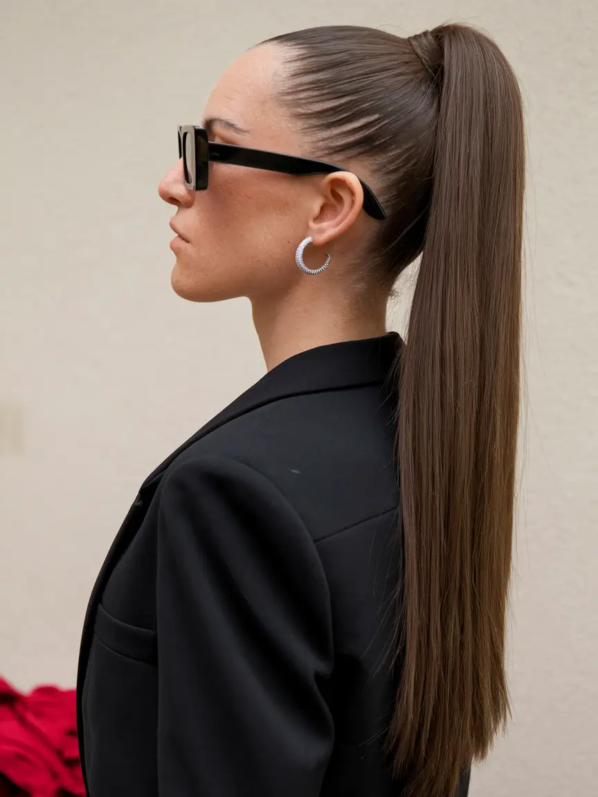 Summer Easy Hairstyle for Work: High Sleek Ponytail