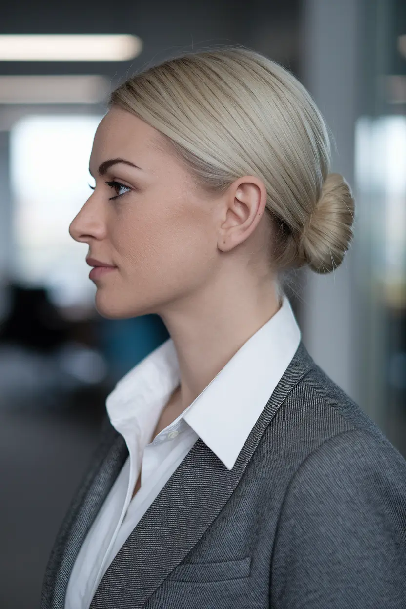Summer Easy Hairstyle for Work: Sleek Low Bun