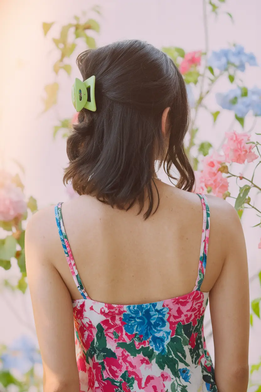 Summer Easy Hairstyle for Work: Half-Up Claw Clip Twist