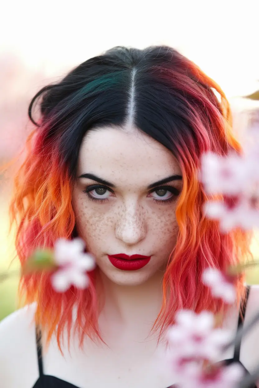 summer ombre hair color ideas Fiery Ombre with Sunset Vibes