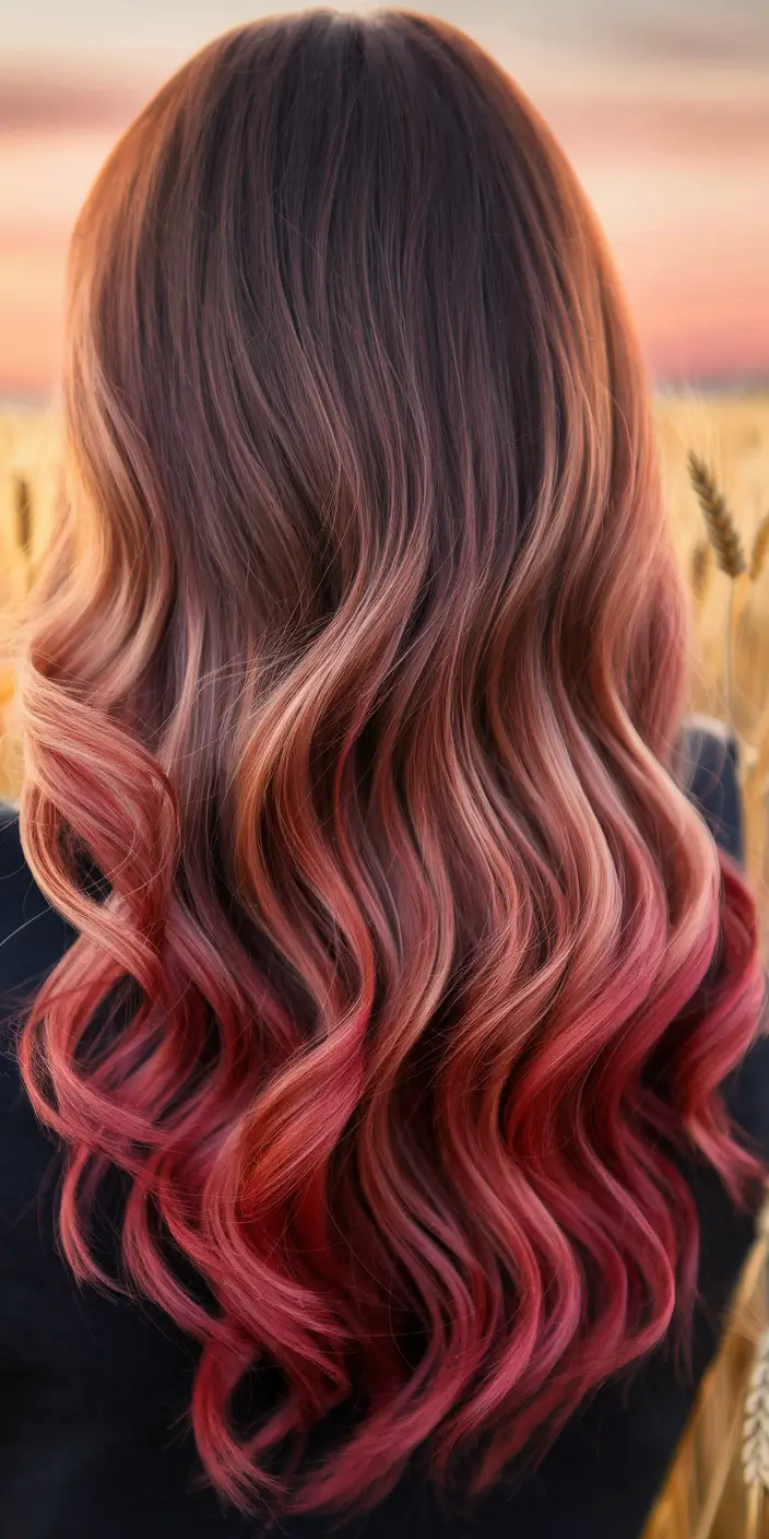 summer ombre hair color ideas Watermelon Tones with a Sunset Twist
