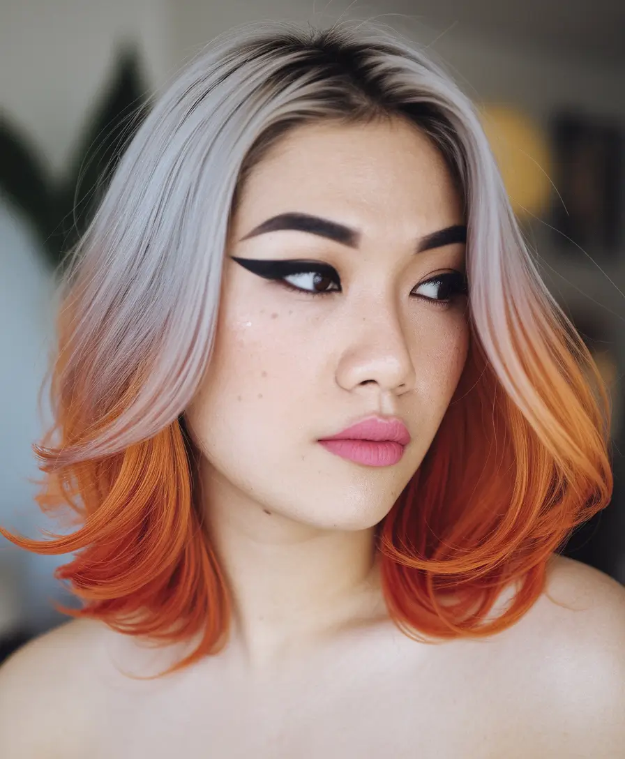 summer ombre hair color ideas Two-Tone Citrus Ombre with Edge