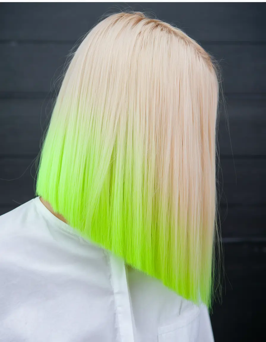 summer ombre hair color ideas Lime Dip-Dye for Neon Summer Nights