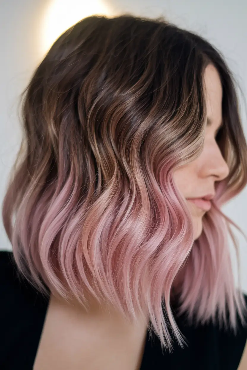 summer ombre hair color ideas Blushed Bob with Soft Pink Ombre