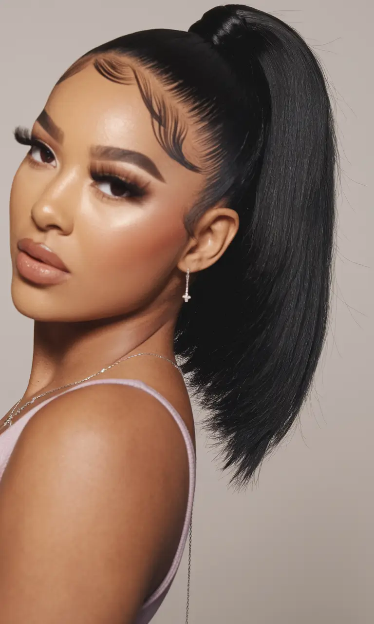summer ponytail hairstyles 2025 Sculpted Edges and Swoops