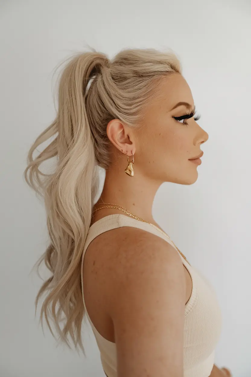 summer ponytail hairstyles 2025 Voluminous High Ponytail