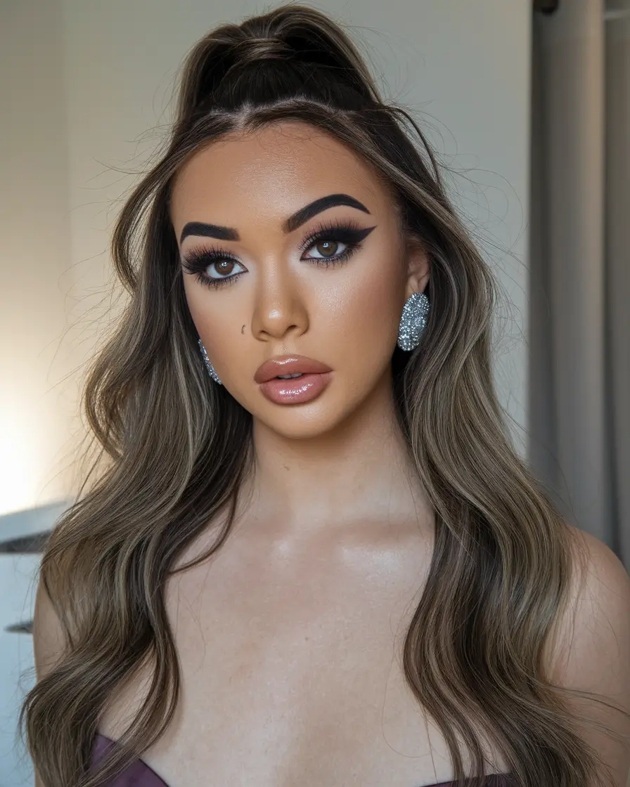 summer simple hairstyles Half-Up Waves with a High Crown