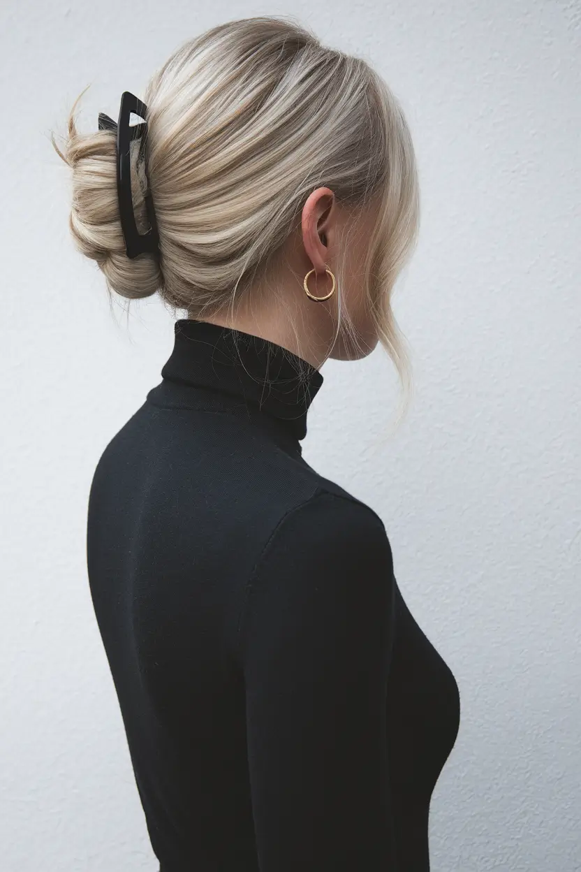 simple summer hairstyles claw clip updo