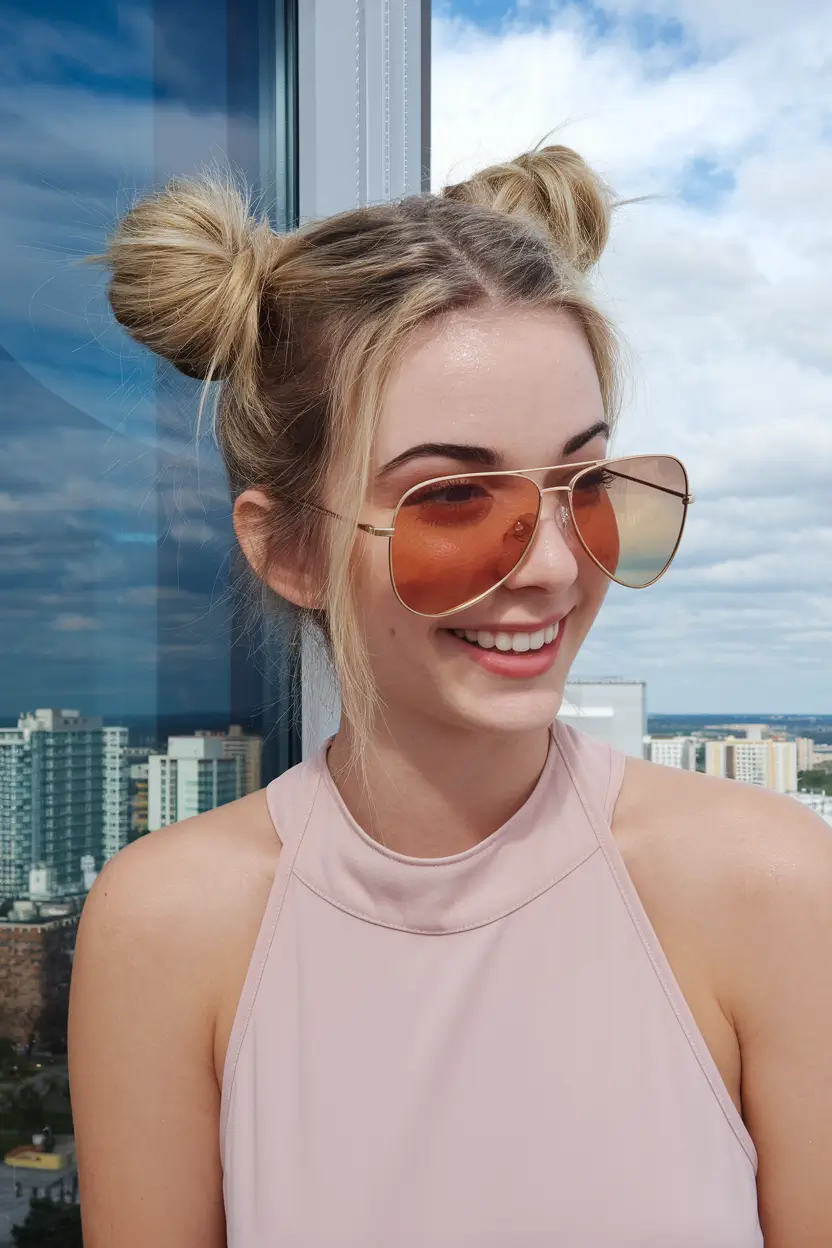 summer updo hairstyles 2025 Double Space Buns