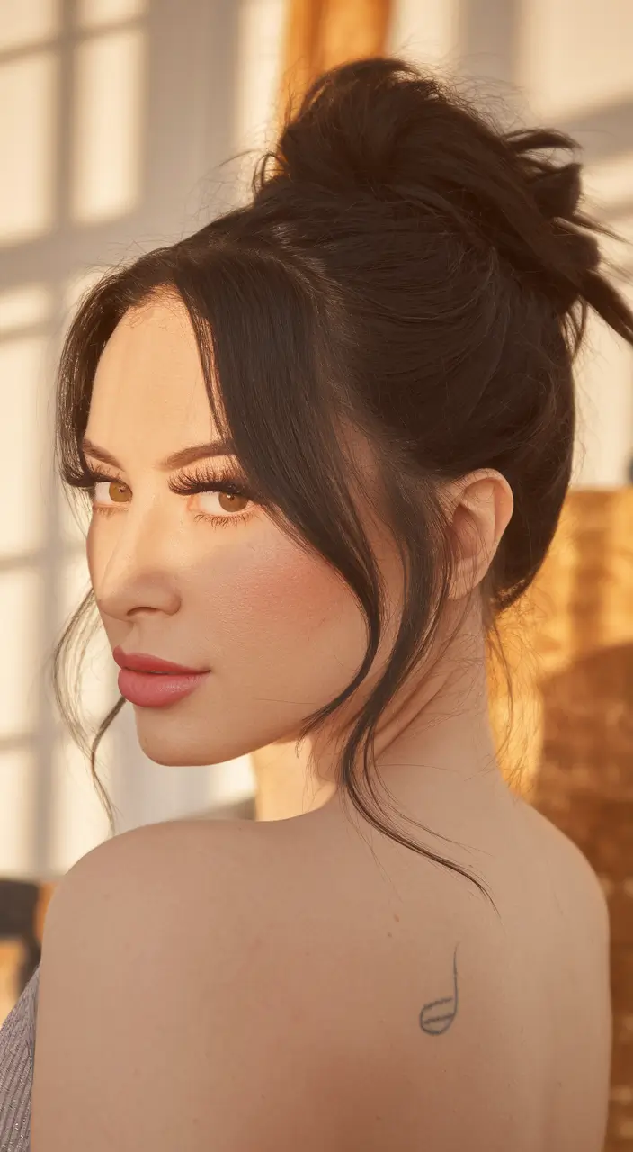 summer updo hairstyles 2025 Messy Summer Updo with Loose Strands