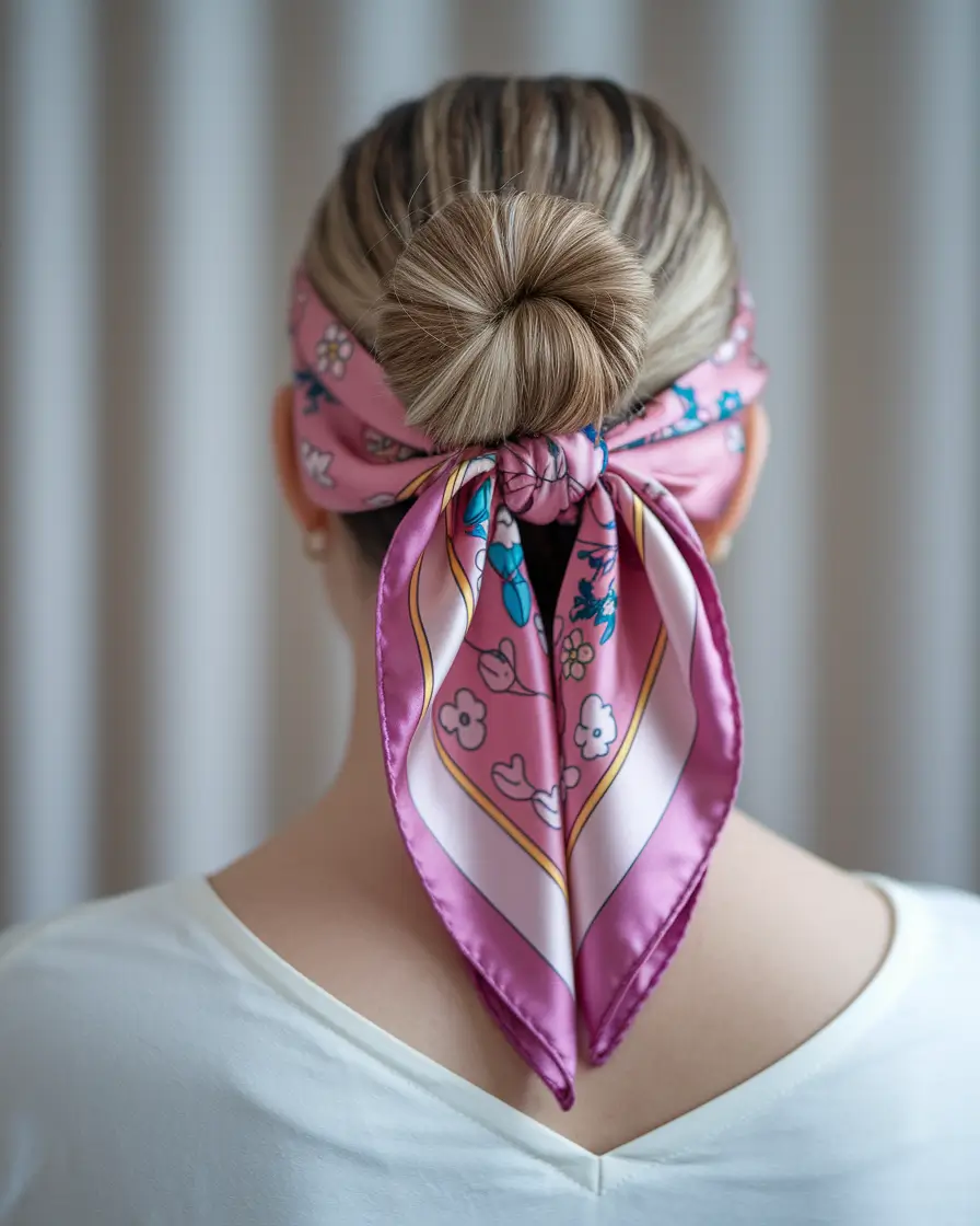 summer updo hairstyles 2025 Chic Scarf Bun