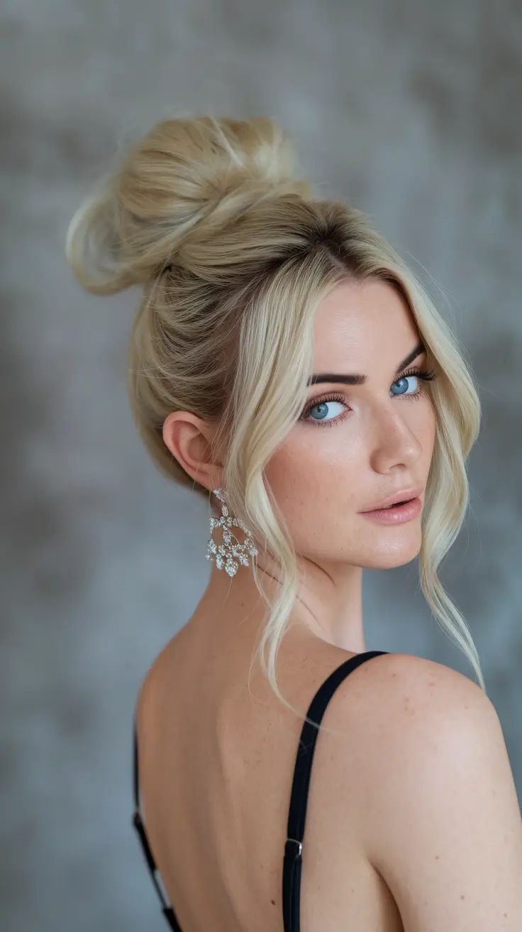 summer wedding hairstyles ideas 2025 Effortless High Bun with Loose Tendrils