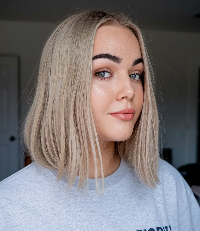 summer hairstyles medium hair Platinum Blonde Blunt Cut