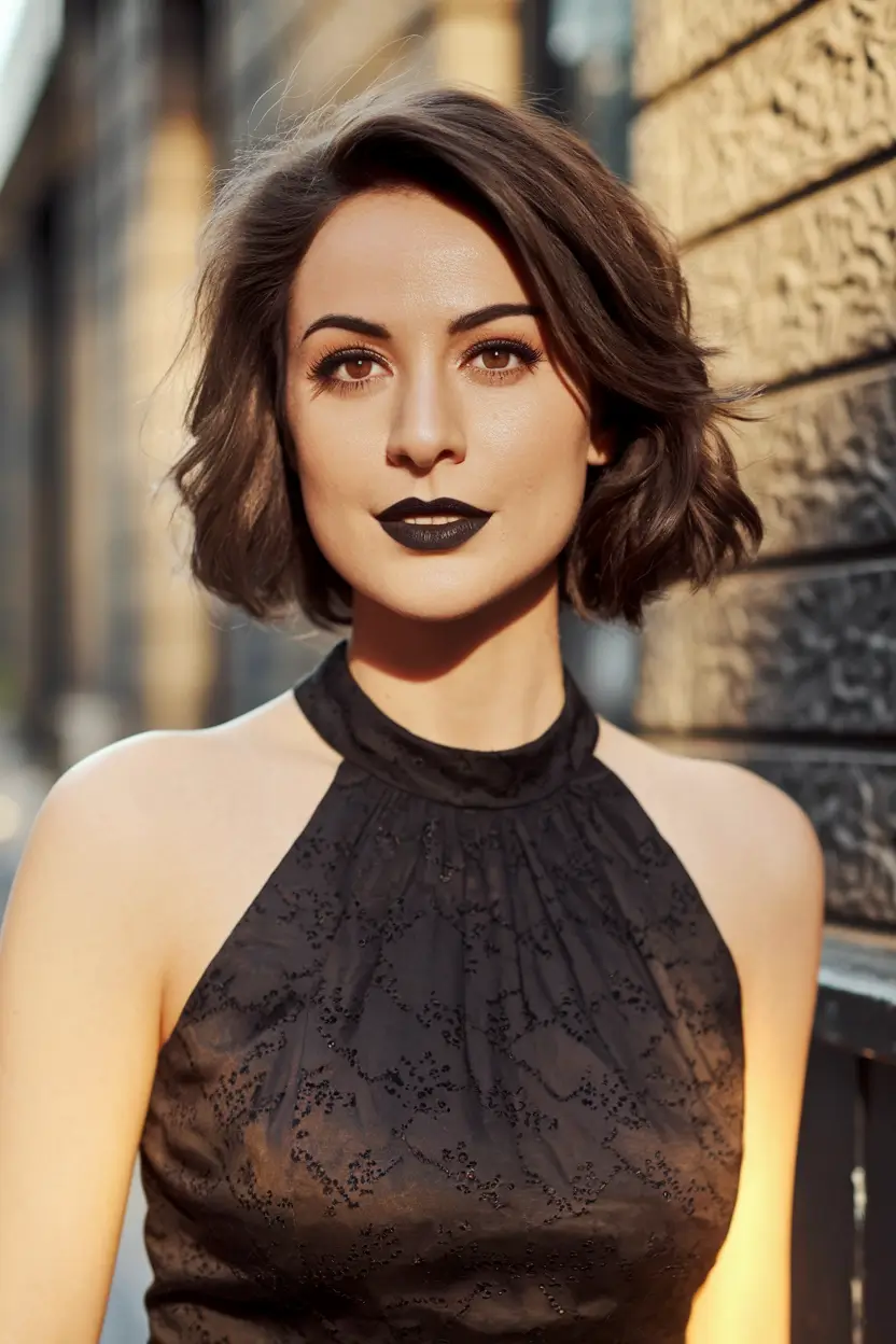 summer hairstyles medium hair Dark Textured Bob with Volume