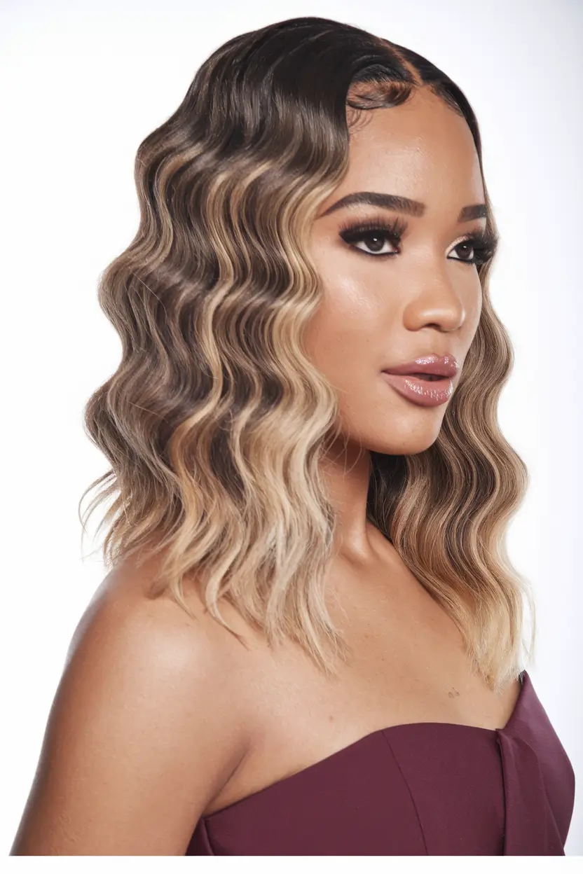 wigs hairstyle summer Vintage-Inspired S-Waves with Contrast Blending