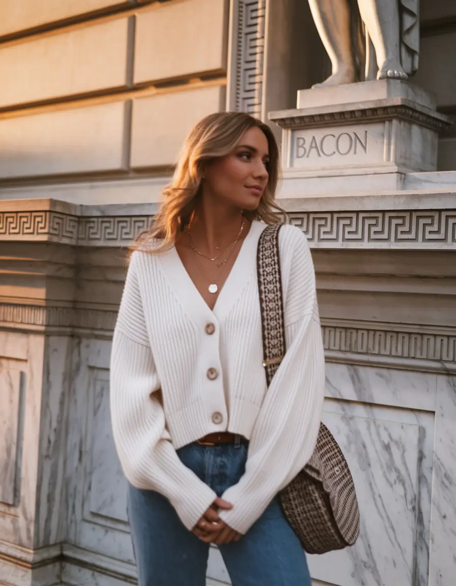 2025 autumn outfits inspo Cardigan Confidence with Elevated Basics