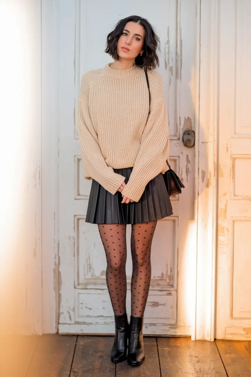 2025 autumn outfits inspo Polka Dot Playfulness with Academic Allure