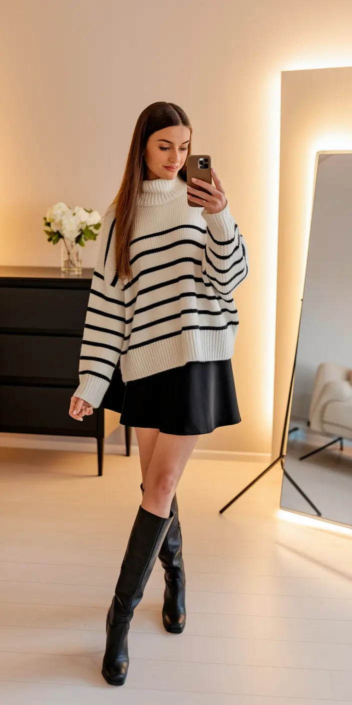fall birthday outfits skirt French-Girl Inspired Stripes