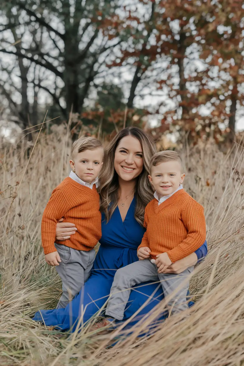 fall family pictures outfits burnt orange 3 boys 2025