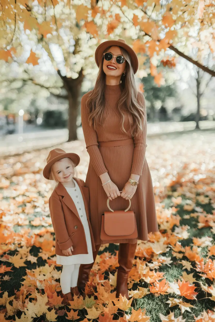 fall family pictures outfits brown and green mom