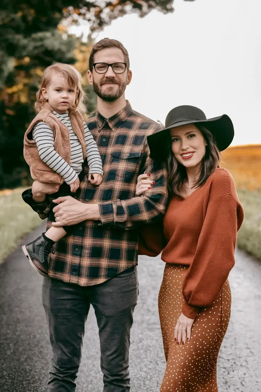 fall family pictures outfits adults burnt orange olive green 2025