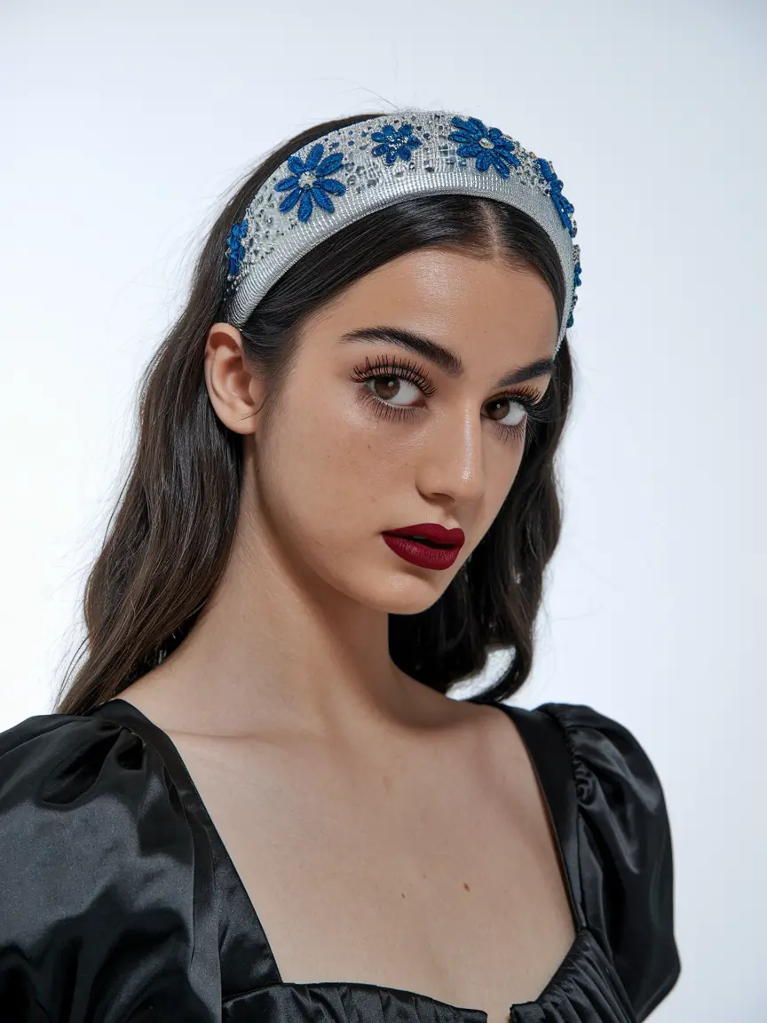 4th of july hairstyles for women Crystal Bloom Headband with Sleek Dark Waves