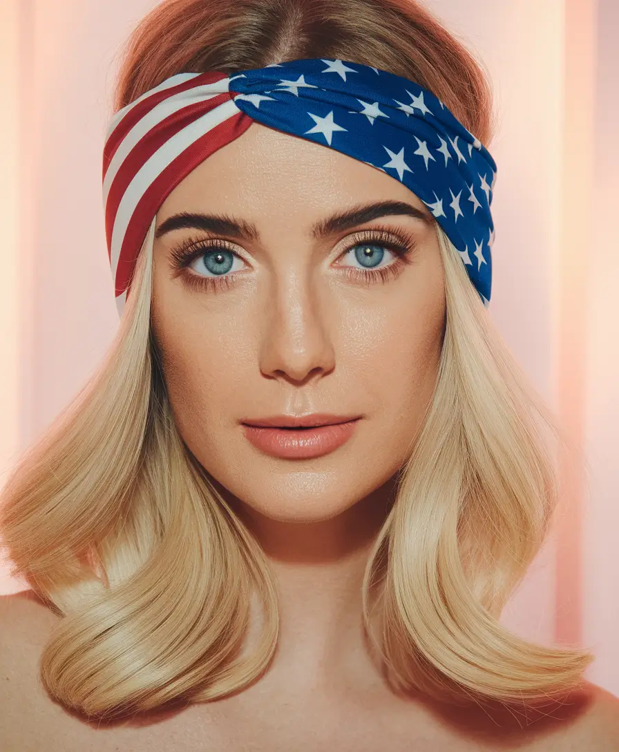 4th of july hair ideas Retro Americana Waves with Flag Headwrap