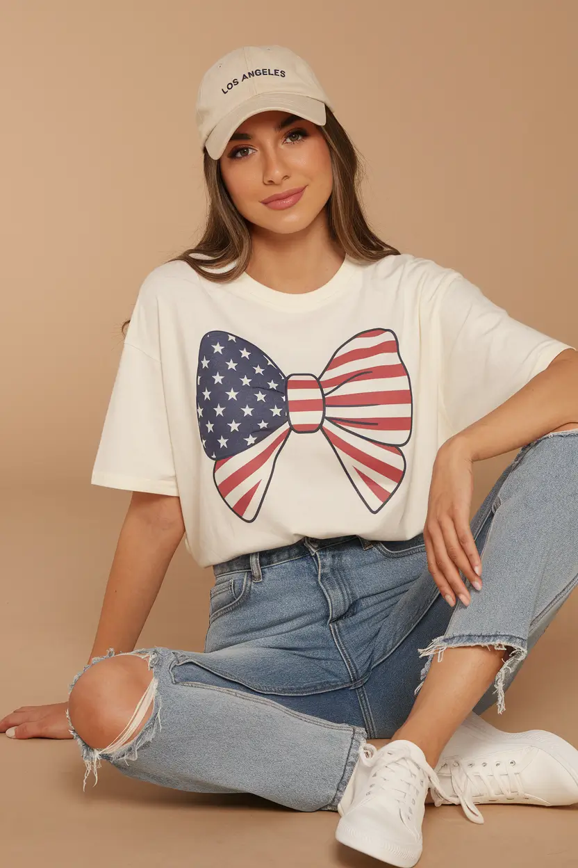 Fourth of July 2025 Outfits Easy & Cute ideas+Oversized Tee & Denim: Low-Key Cool