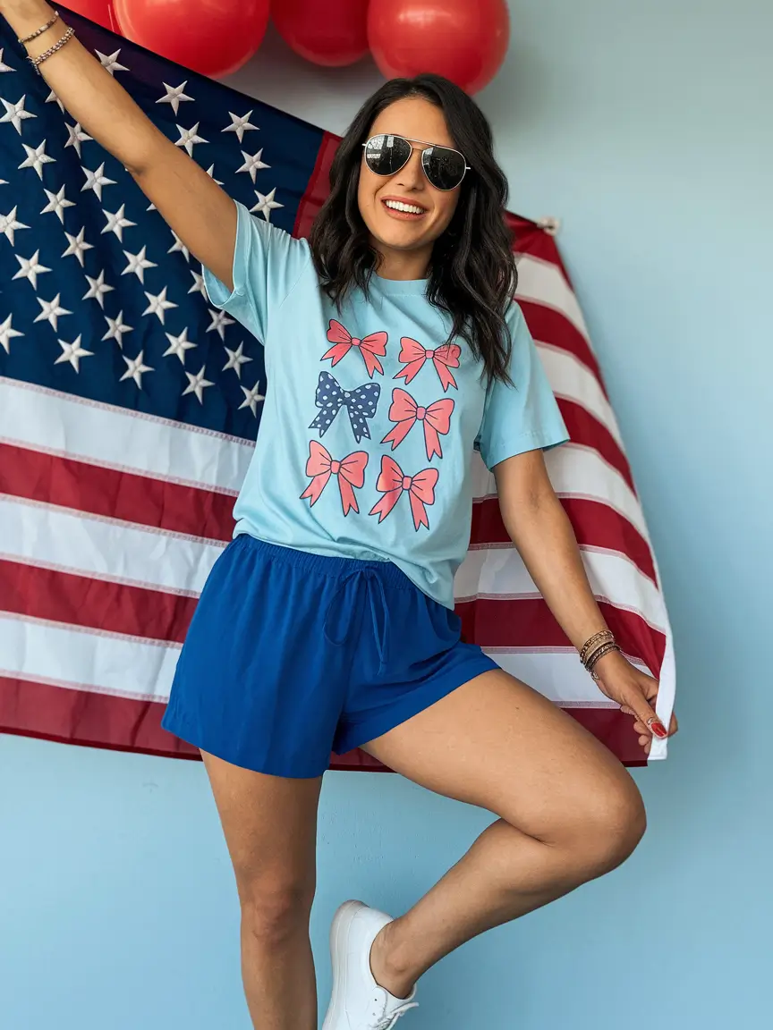 Fourth of July 2025 Outfits Easy & Cute ideas+Cheerful & Chill: Bows, Blues, and Big Vibes
