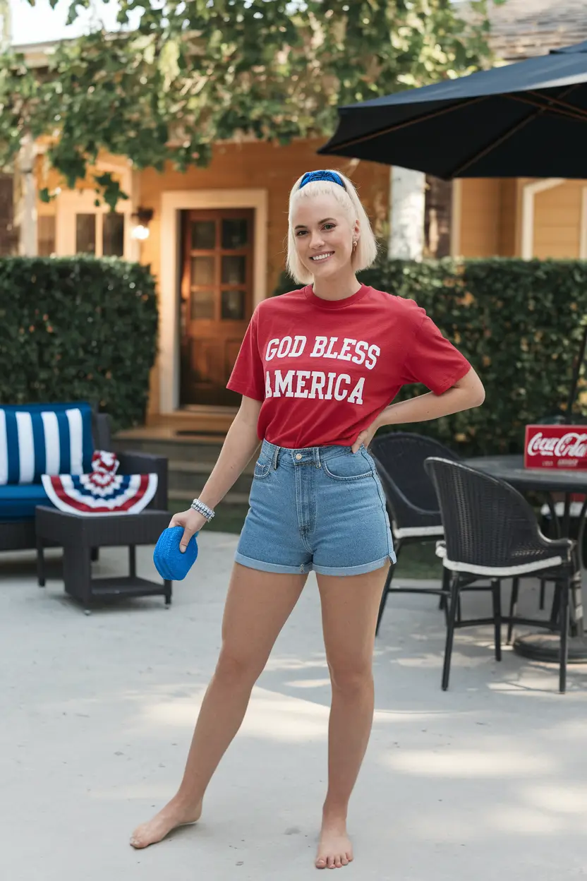 Fourth of July 2025 Outfits Easy & Cute ideas+Graphic Tee with Retro Pride
