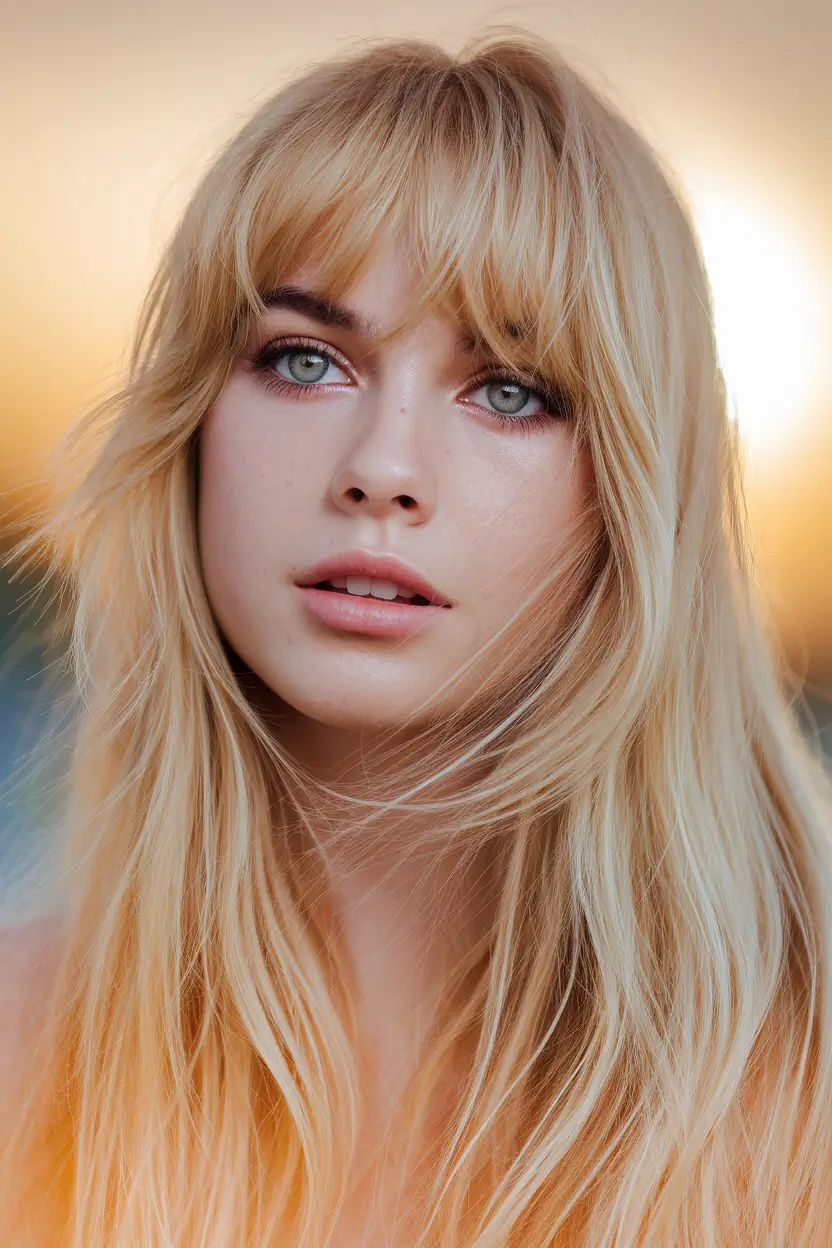 august hair color ideas blonde Sun-Drenched Bangs with Beach Blonde
