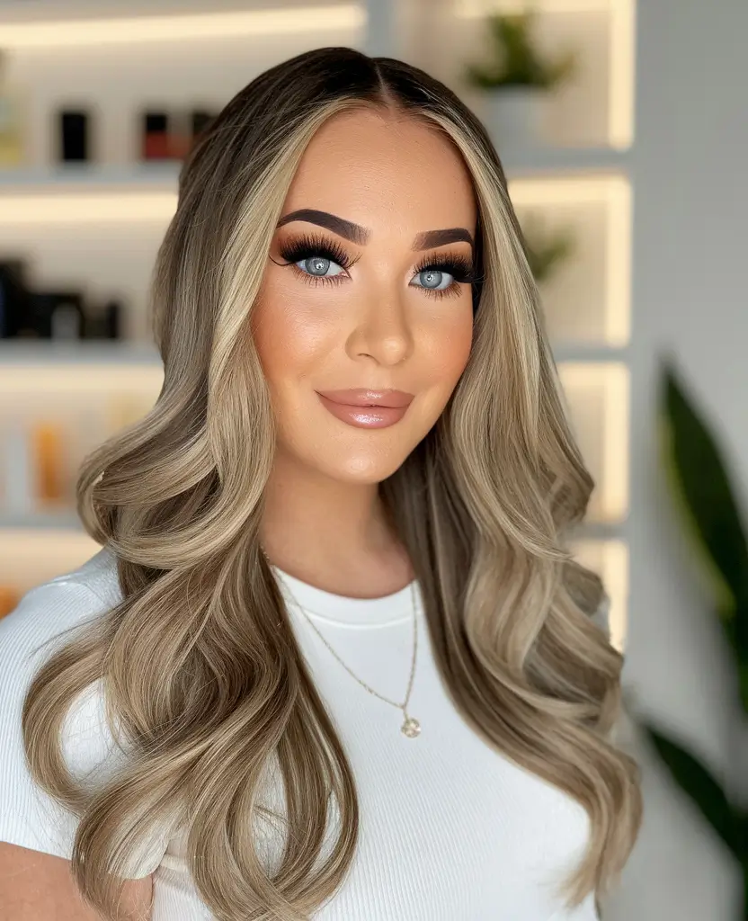 august hair color ideas blonde Toasted Almond Waves with Face-Framing Highlights