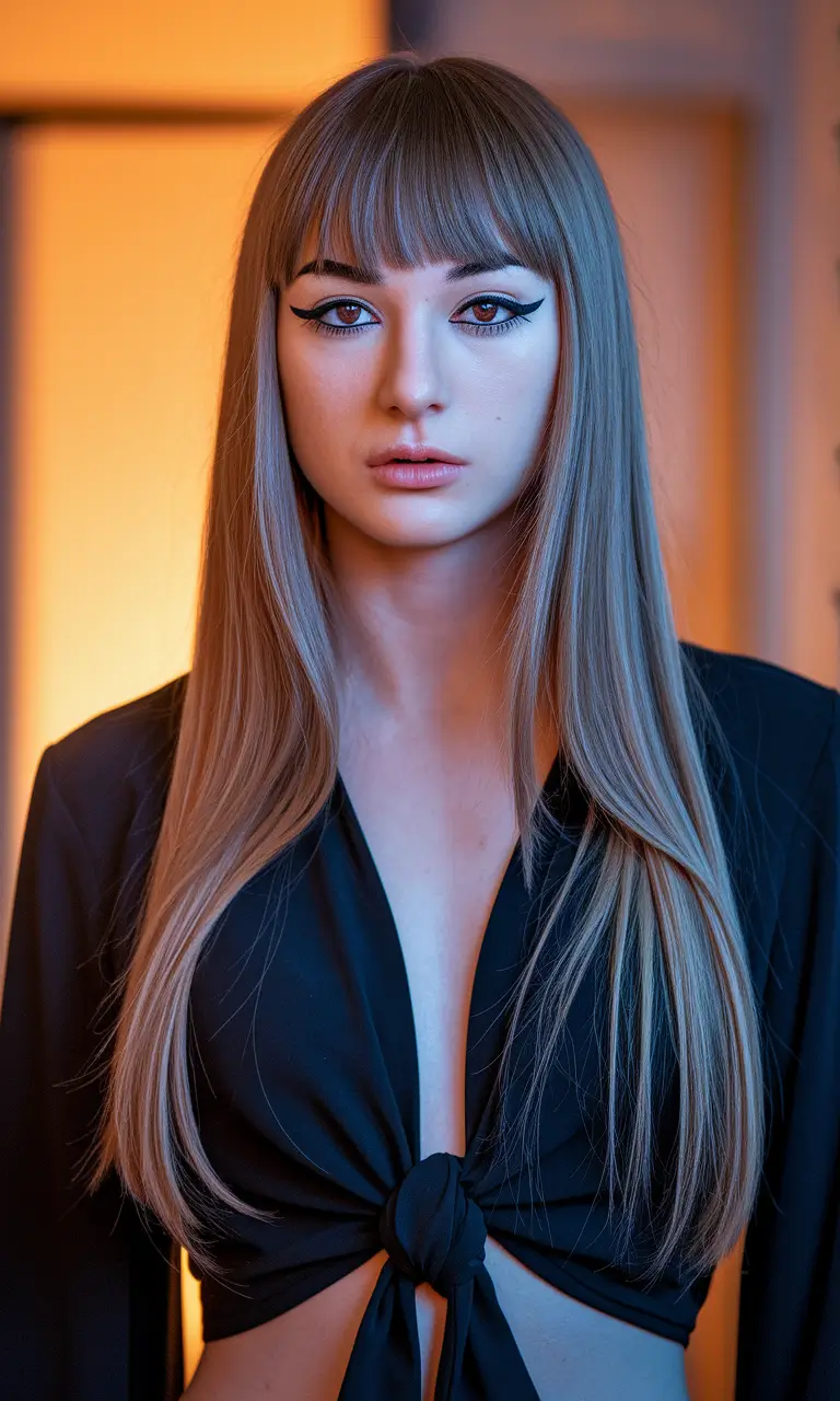 august hair color ideas brunette Espresso Babylights with Precision Fringe