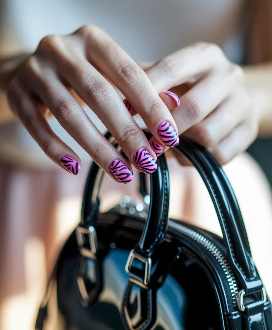 august nails designs short square Barbiecore Meets Animal Print