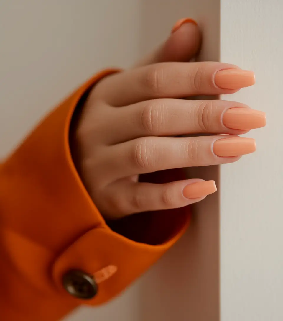 august nails designs simple Soft Matte Peach for Everyday Chic